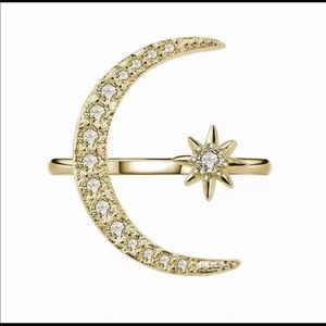 Gold Moon And Star Ring Adjustable
